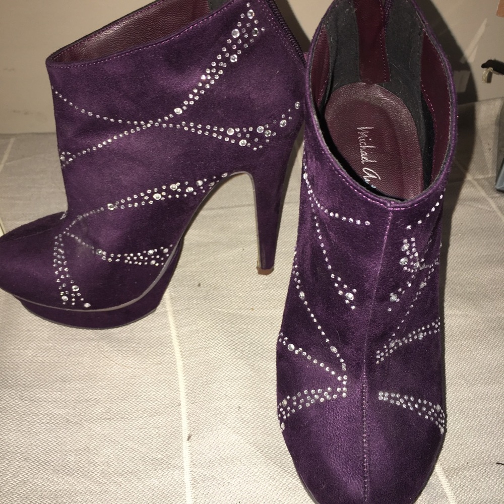 Michael Antonio purple and bling booties
